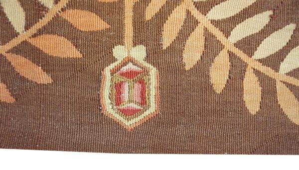 1830s brown medallion antique french charles x period aubusson rug 14'8"x15' flatweave wool carpet 6 1830s brown medallion antique french charles x period aubusson rug 14'8"x15' flatweave wool carpet - detail view 5