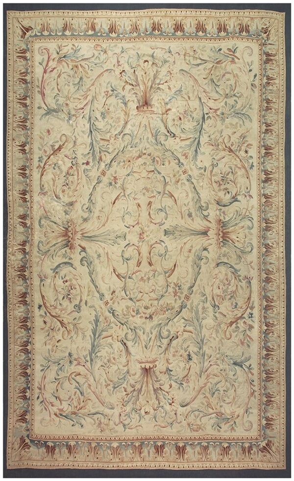 1840s antique beige french aubusson floral handwoven wool oversized rug 1 1840s antique beige french aubusson floral handwoven wool oversized rug