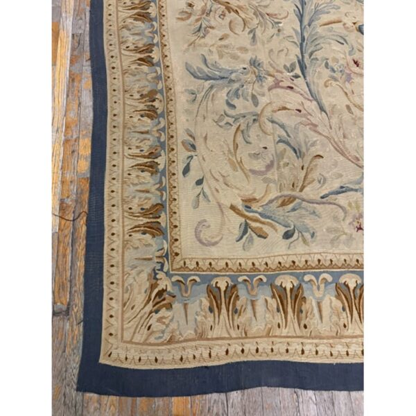 1840s antique beige french aubusson floral handwoven wool oversized rug 3 1840s antique beige french aubusson floral handwoven wool oversized rug - detail view 2