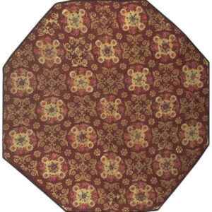 1840s Burgundy Ground Floral Antique European Neoclassical Aubusson Round Rug