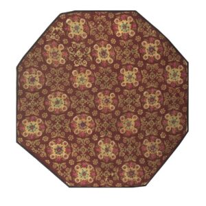 1840s Burgundy Ground Floral Antique European Neoclassical Aubusson Round Rug - detail view 7