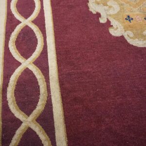1860s Red Burgandy Floral Medallion Antique English Axminster Rug 9' X 13' 3" Handwoven Wool Carpet - detail view 3