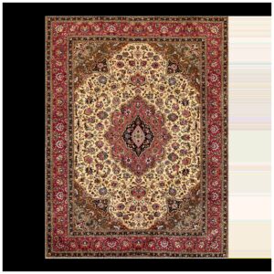 1880s Ivory Medallion Antique Persian Tabriz Rug 4' 10'' X 6' 0'' Knotted Wool Carpet