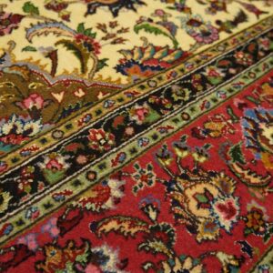 1880s Ivory Medallion Antique Persian Tabriz Rug 4' 10'' X 6' 0'' Knotted Wool Carpet - detail view 4