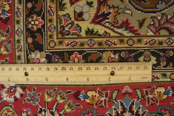 1880s ivory medallion antique persian tabriz rug 4' 10'' x 6' 0'' knotted wool carpet 6 1880s ivory medallion antique persian tabriz rug 4' 10'' x 6' 0'' knotted wool carpet - detail view 5