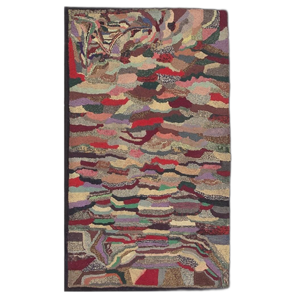 1880s traditional american geometric folk art multicolor antique hooked wool rug 1 1880s traditional american geometric folk art multicolor antique hooked wool rug (sku 7053), main view