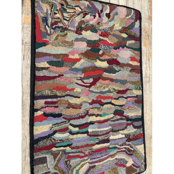 1880s traditional american geometric folk art multicolor antique hooked wool rug 6 1880s traditional american geometric folk art multicolor antique hooked wool rug - detail view 5