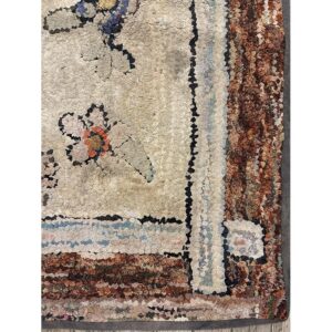 1880s Traditional Beige Antique Folk Art American Hooked Knotted Wool Rug - detail view 6