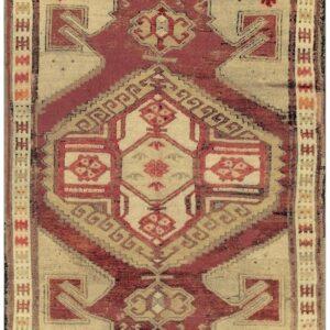 1890s Antique Warm Red Medallion Anatolian Turkish Knotted Pile Decorative Rug
