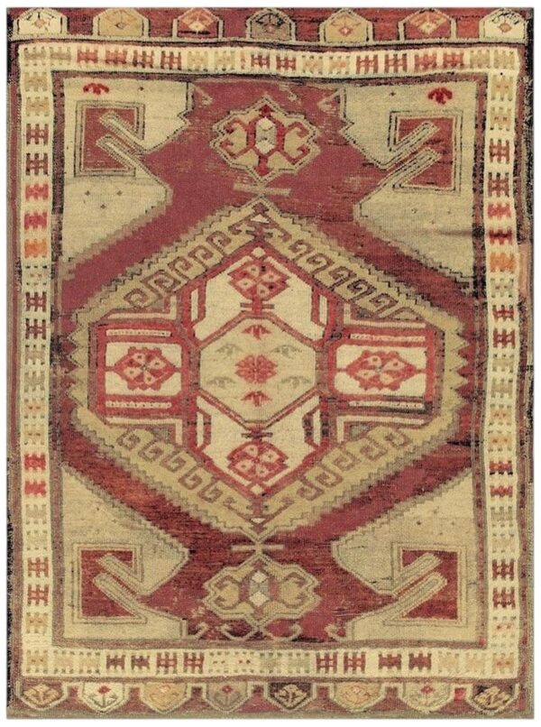 1890s antique warm red medallion anatolian turkish knotted pile decorative rug