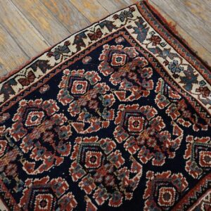 1890s Black Medallion Antique S. Persian Afshar Saddle Bag Rug 2' X 4'2" Knotted Pile Wool Carpet - detail view 2