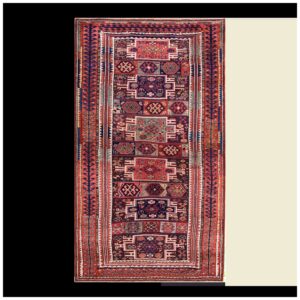 1890s Multicolor Geometric Tribal Antique Persian Kurdish Rug 4'6" X 7'8" Handknotted Wool Carpet