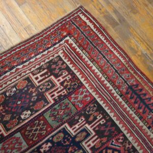 1890s Multicolor Geometric Tribal Antique Persian Kurdish Rug 4'6" X 7'8" Handknotted Wool Carpet - detail view 2