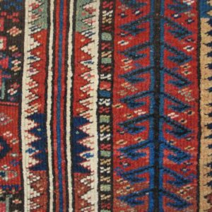 1890s Multicolor Geometric Tribal Antique Persian Kurdish Rug 4'6" X 7'8" Handknotted Wool Carpet - detail view 5
