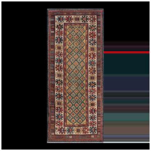 1890s Yellow Diamond Antique Caucasian Talish Carpet 3'4" X 7'6" Knotted Wool Rug