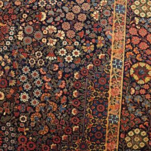 1900s Blue Navy Medallion Floral Antique Persian Kerman Rug 4'10'' X 8'4'' Handknotted Wool Carpet - detail view 4