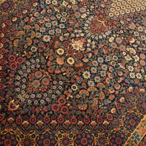 1900s Blue Navy Medallion Floral Antique Persian Kerman Rug 4'10'' X 8'4'' Handknotted Wool Carpet - detail view 6