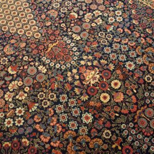 1900s Blue Navy Medallion Floral Antique Persian Kerman Rug 4'10'' X 8'4'' Handknotted Wool Carpet - detail view 7