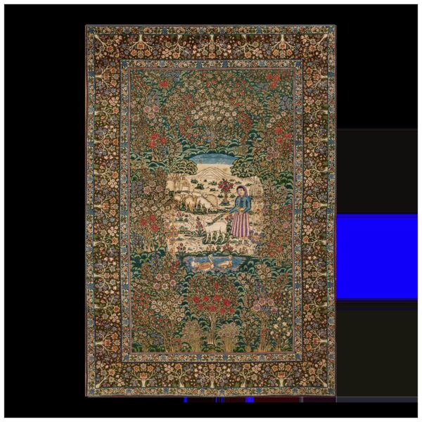 1900s green scene figural medallion antique persian kerman rug 4' 10''x 7' 9'' knotted pile wool carpet 1 1900s green scene figural medallion antique persian kerman rug 4' 10''x 7' 9'' knotted pile wool carpet
