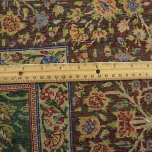1900s Green Scene Figural Medallion Antique Persian Kerman Rug 4' 10''x 7' 9'' Knotted Pile Wool Carpet - detail view 5