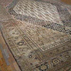 1900s Ivory Medallion Antique Persian Malayer Rug 13'3" X 22'4" Handknotted Wool Carpet - detail view 4