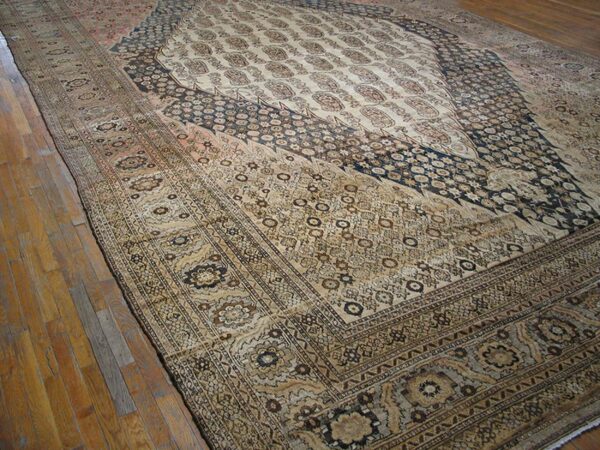 1900s ivory medallion antique persian malayer rug 13'3" x 22'4" handknotted wool carpet 5 1900s ivory medallion antique persian malayer rug 13'3" x 22'4" handknotted wool carpet - detail view 4