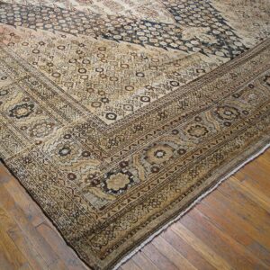 1900s Ivory Medallion Antique Persian Malayer Rug 13'3" X 22'4" Handknotted Wool Carpet - detail view 5