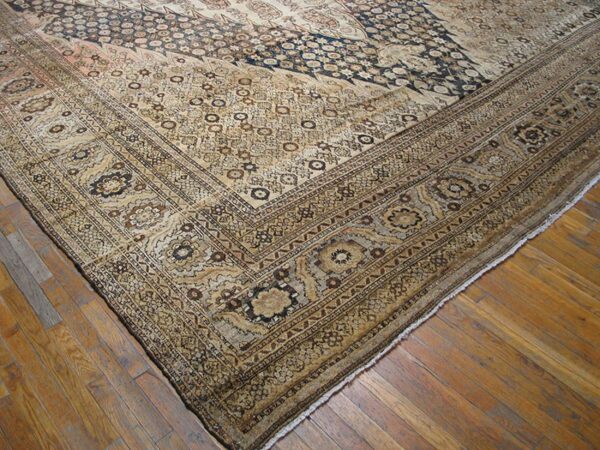 1900s ivory medallion antique persian malayer rug 13'3" x 22'4" handknotted wool carpet 6 1900s ivory medallion antique persian malayer rug 13'3" x 22'4" handknotted wool carpet - detail view 5