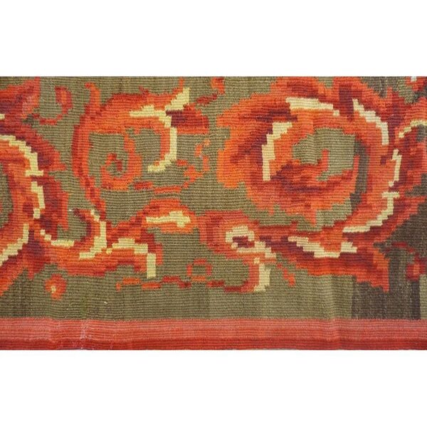 1900s large scale olive antique french floral european folk besserabian wool rug 6 1900s large scale olive antique french floral european folk besserabian wool rug - detail view 5
