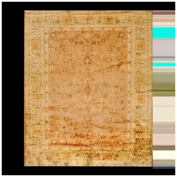 1900s orange salmon floral medallion antique indian agra rug 7'0" x 8'8" handknotted wool carpet 1 1900s orange salmon floral medallion antique indian agra rug 7'0" x 8'8" handknotted wool carpet