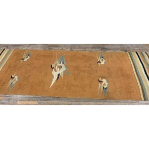 1900s Orange Traditional Motifs Antique Chinese Flatweave Mongolian Runner Rug - detail view 4