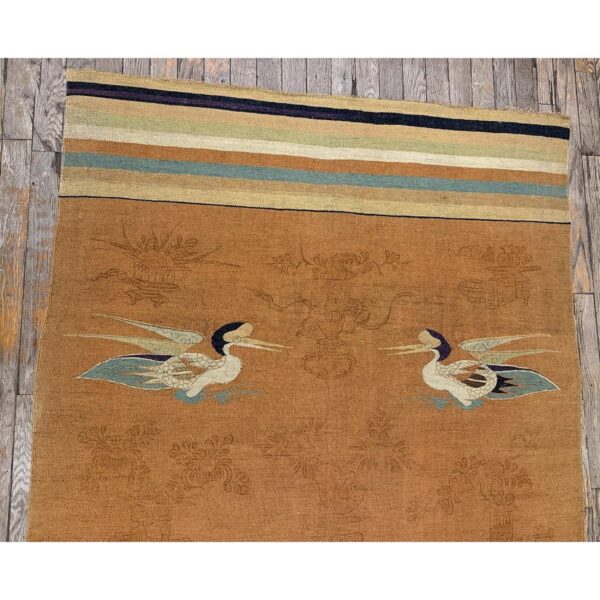 1900s orange traditional motifs antique chinese flatweave mongolian runner rug 7 1900s orange traditional motifs antique chinese flatweave mongolian runner rug - detail view 6