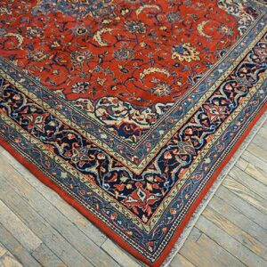 1900s Red Medallion Antique Persian Sarouk Rug 6'10" X 10'0" Handknotted Wool Carpet - detail view 2