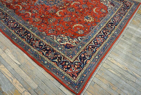 1900s red medallion antique persian sarouk rug 6'10" x 10'0" handknotted wool carpet - detail view 2