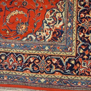 1900s Red Medallion Antique Persian Sarouk Rug 6'10" X 10'0" Handknotted Wool Carpet - detail view 5