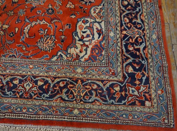 1900s red medallion antique persian sarouk rug 6'10" x 10'0" handknotted wool carpet - detail view 7