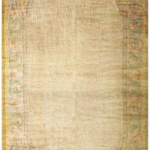 1920s Antique Oversized Sand Ground Floral Medallion French Savonnerie Rug