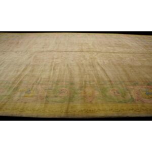 1920s Antique Oversized Sand Ground Floral Medallion French Savonnerie Rug - detail view 4