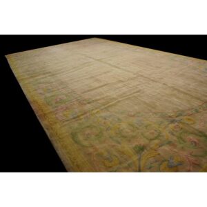 1920s Antique Oversized Sand Ground Floral Medallion French Savonnerie Rug - detail view 5