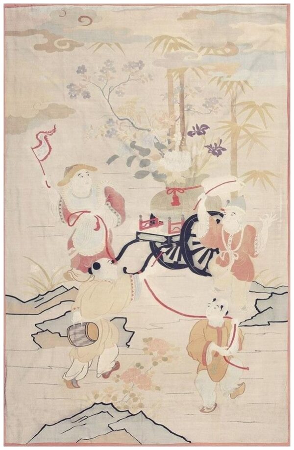 1920s beige field artistic east asian heritage antique japenese kesi woven rug 1 1920s beige field artistic east asian heritage antique japenese kesi woven rug