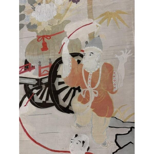 1920s beige field artistic east asian heritage antique japenese kesi woven rug 3 1920s beige field artistic east asian heritage antique japenese kesi woven rug - detail view 2