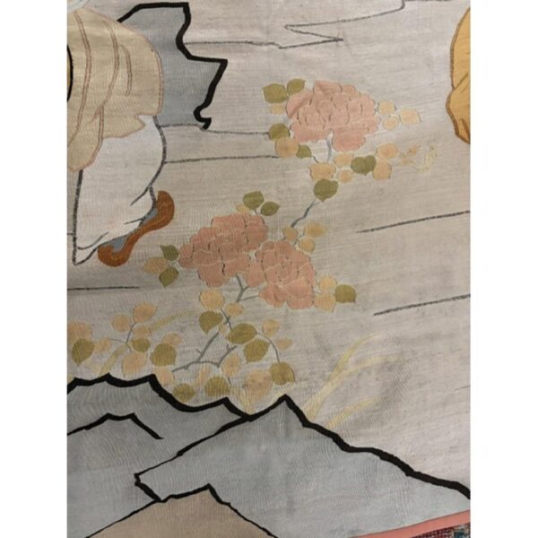 1920s beige field artistic east asian heritage antique japenese kesi woven rug 4 1920s beige field artistic east asian heritage antique japenese kesi woven rug - detail view 3