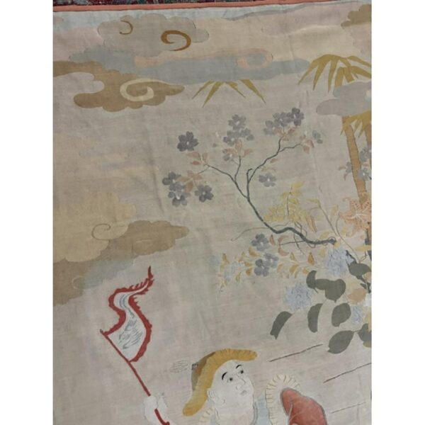 1920s beige field artistic east asian heritage antique japenese kesi woven rug 6 1920s beige field artistic east asian heritage antique japenese kesi woven rug - detail view 5