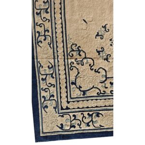 1920s Beige Ground Medallion Traditional Motif Antique Chinese Peking Wool Rug - detail view 1