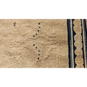 1920s Beige Ground Medallion Traditional Motif Antique Chinese Peking Wool Rug - detail view 2