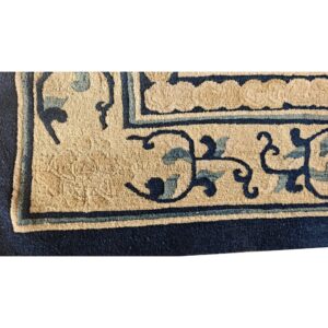 1920s Beige Ground Medallion Traditional Motif Antique Chinese Peking Wool Rug - detail view 3