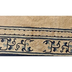 1920s Beige Ground Medallion Traditional Motif Antique Chinese Peking Wool Rug - detail view 4