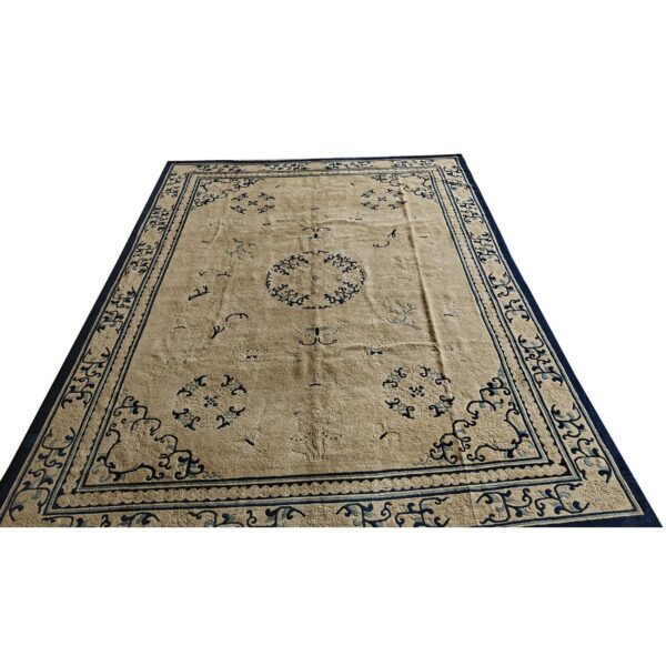 1920s beige ground medallion traditional motif antique chinese peking wool rug 6 1920s beige ground medallion traditional motif antique chinese peking wool rug - detail view 5