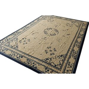 1920s Beige Ground Medallion Traditional Motif Antique Chinese Peking Wool Rug - detail view 6