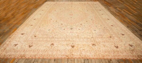 1920s beige ground traditional floral antique herekeh silk metal turkish rug 2 1920s beige ground traditional floral antique herekeh silk metal turkish rug - detail view 1